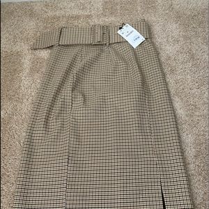 Zara plaid midi pencil skirt with belts never worn